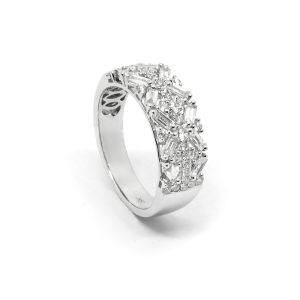 Anillo Compromiso Cintillo Baguette Brillantes