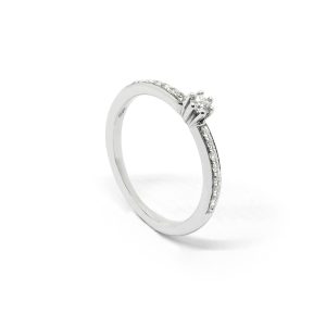 Anillo Compromiso Solitario con Diamantes corte Brillante