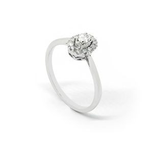Anillo Oro Blanco Diseño Solitario Ovalado