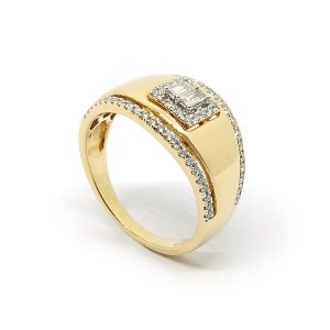 Anillo Oro Amarillo con Diamantes Baguette-Brillantes