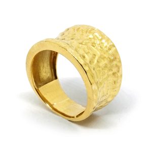 Anillo Oro Amarillo Montura Martillado