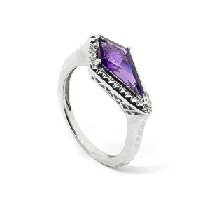 Anillo Amatista Diseño Rombo