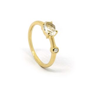 Anillo Citrino Diamante Punto