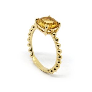 Anillo Oro Amarillo Topacio Diseño Puntos