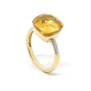 Anillo Oro Amarillo Citrino Recto