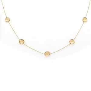 Collar Oro Amarillo Citrinos Hexagonales
