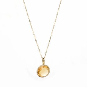 Collar Oro Amarillo Topacio Rodeado Diamantes