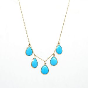 Collar Oro Amarillo Turquesa Oval