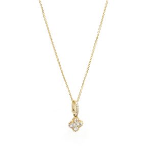 Collar Oro Amarillo Diamantes Diseño Trebol