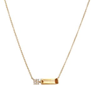 Collar Oro Amarillo Citrino Baguette Diamantes
