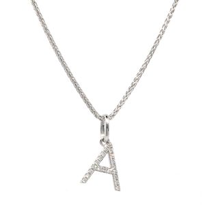 Collar Oro Blanco Letras con Diamantes