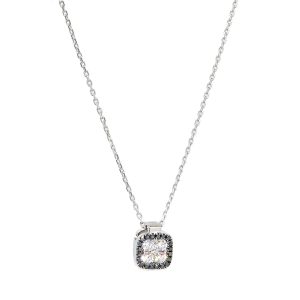 Collar Oro Blanco Diamantes Negros y Blancos Cushion