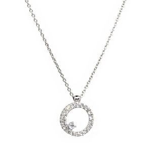 Collar Oro Blanco Ronda Diamantes Solitario