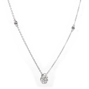Collar Oro Blanco Gota Diamantes