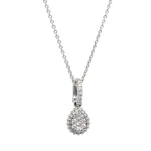 Collar Oro Blanco Gota Diamantes