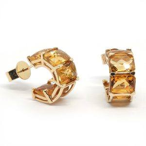 Aros Oro Amarillo Argollas con Topacios Amarillos