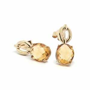 Aros Oro Amarillo Citrinos Ovalados