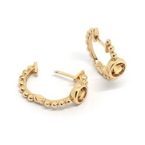 Aros Oro Amarillo Argollas Citrinos Bolitas