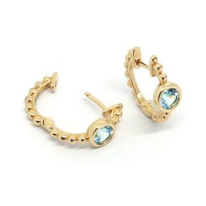 Aros Argollas Topacios Azules Bolitas