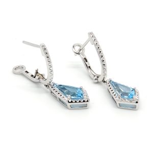 Aros Colgante Rombo Topacio Azul