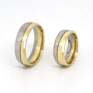 Argollas Oro Amarillo Oro Blanco Diseño Diagonal Plano