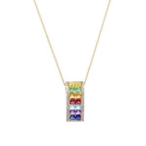 Collar Oro Amarillo Piedras Preciosas Multicolor Diamantes