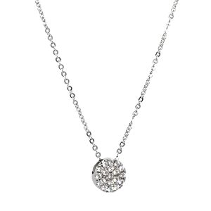 Collar Oro Blanco Disco Pave Diamantes