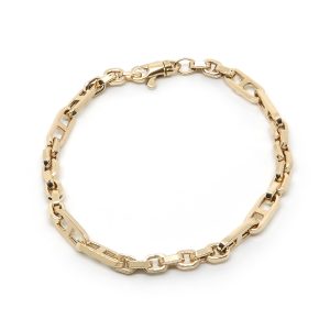 Pulsera Oro Amarillo Eslabón Diseño Oval Cuadrado