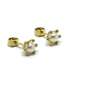 Aros Oro Amarillo Pistilo Perla Bebe