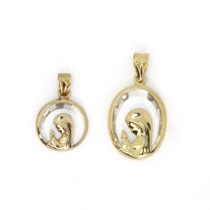 Medallas Oro Amarillo Cristal Virgen Niña